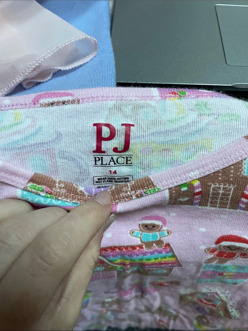 Kids Pink Gingerbread & Candy Print Pajama Set